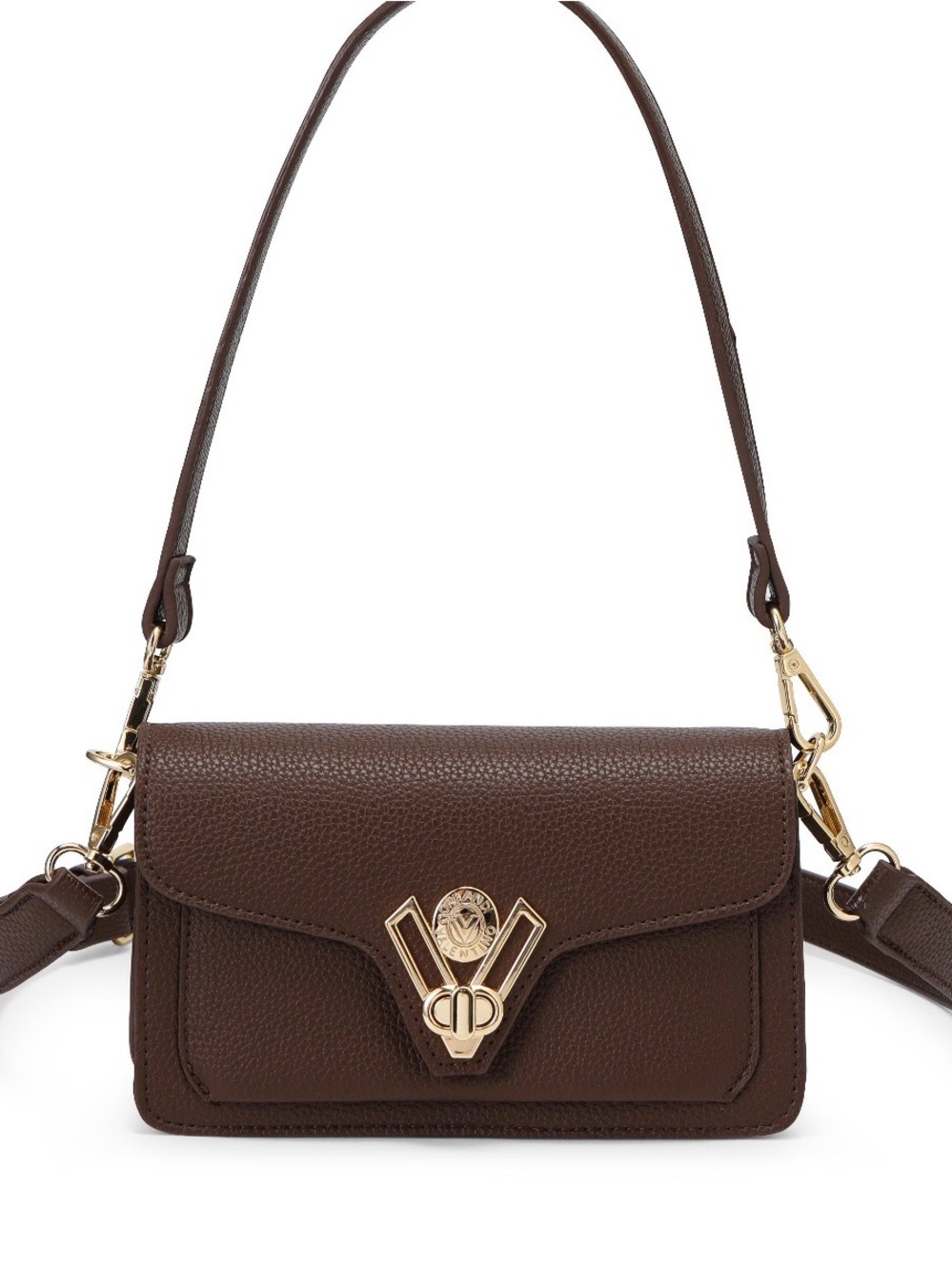 Valentino Orlandi Dark Brown Crossbody Bag with Gold Hardware